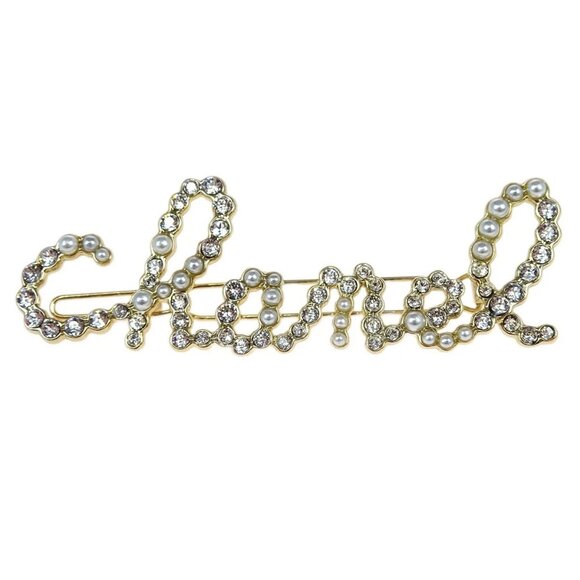 Chanel Hair Clip Barrette Gold Artificial Pearl - Picture 2 of 8